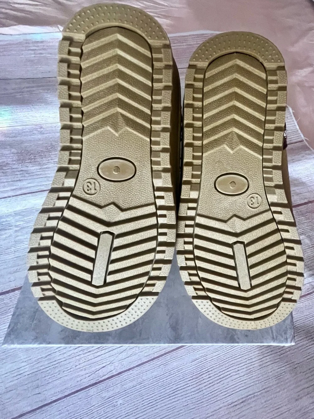 Aspen Kids Tan Suede Ankle Bootie Faux Fur Lined Pull On Size 13 New With Box
